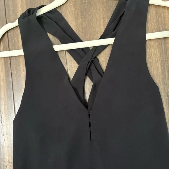 Zara XS Black Sleeveless Tank Top Blouse V Neck Racerback Criss Cross Basic - Picture 2 of 7